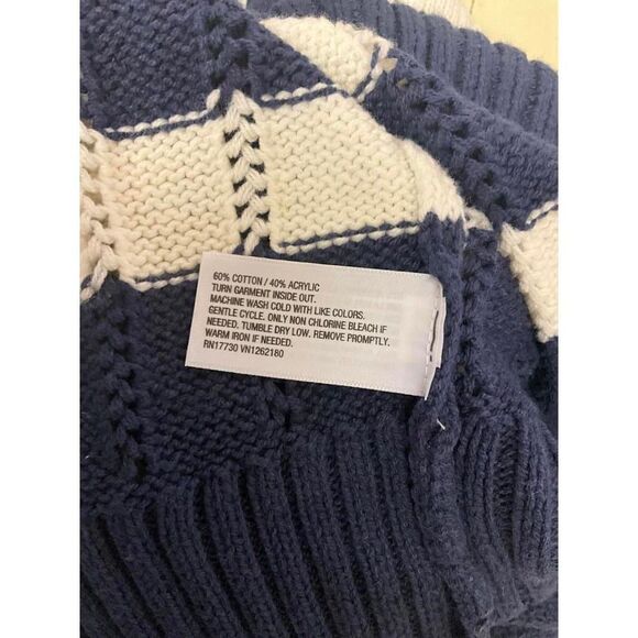 Brand New A New Day Women's Size Medium Navy Blue Cream Pullover Sweater 1/4 Zip - Picture 13 of 13